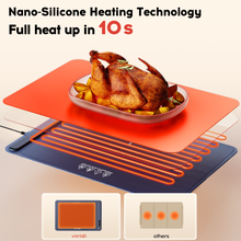 Load image into Gallery viewer, Food Warming Mat, Voriah Electric Warming Tray, Silicone Warming Mat for Food, Heating Mat for Food with 3 Adjustable Temperature 3 Hours Timing, Versatile Food Warmers for Parties Buffets(Dark Blue)