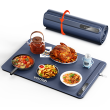Load image into Gallery viewer, Food Warming Mat, Voriah Electric Warming Tray, Silicone Warming Mat for Food, Heating Mat for Food with 3 Adjustable Temperature 3 Hours Timing, Versatile Food Warmers for Parties Buffets(Dark Blue)