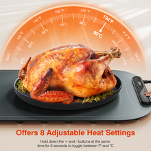 Load image into Gallery viewer, Food Warming Mat, Voriah Electric Warming Tray, Silicone Warming Mat for Food, Heating Mat for Food with 8 Adjustable Temperature 8 Hours Timing, Versatile Food Warmers for Parties Buffets