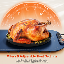 Load image into Gallery viewer, Food Warming Mat, Voriah Electric Warming Tray, Silicone Warming Mat for Food, Heating Mat for Food with 8 Adjustable Temperature 8 Hours Timing, Versatile Food Warmers for Parties Buffets(Dark Blue)