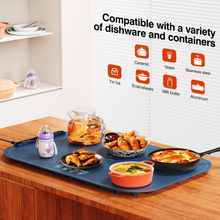 Load image into Gallery viewer, Food Warming Mat, Voriah Electric Warming Tray, Silicone Warming Mat for Food, Heating Mat for Food with 8 Adjustable Temperature 8 Hours Timing, Versatile Food Warmers for Parties Buffets(Dark Blue)