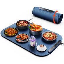 Load image into Gallery viewer, Food Warming Mat, Voriah Electric Warming Tray, Silicone Warming Mat for Food, Heating Mat for Food with 8 Adjustable Temperature 8 Hours Timing, Versatile Food Warmers for Parties Buffets(Dark Blue)
